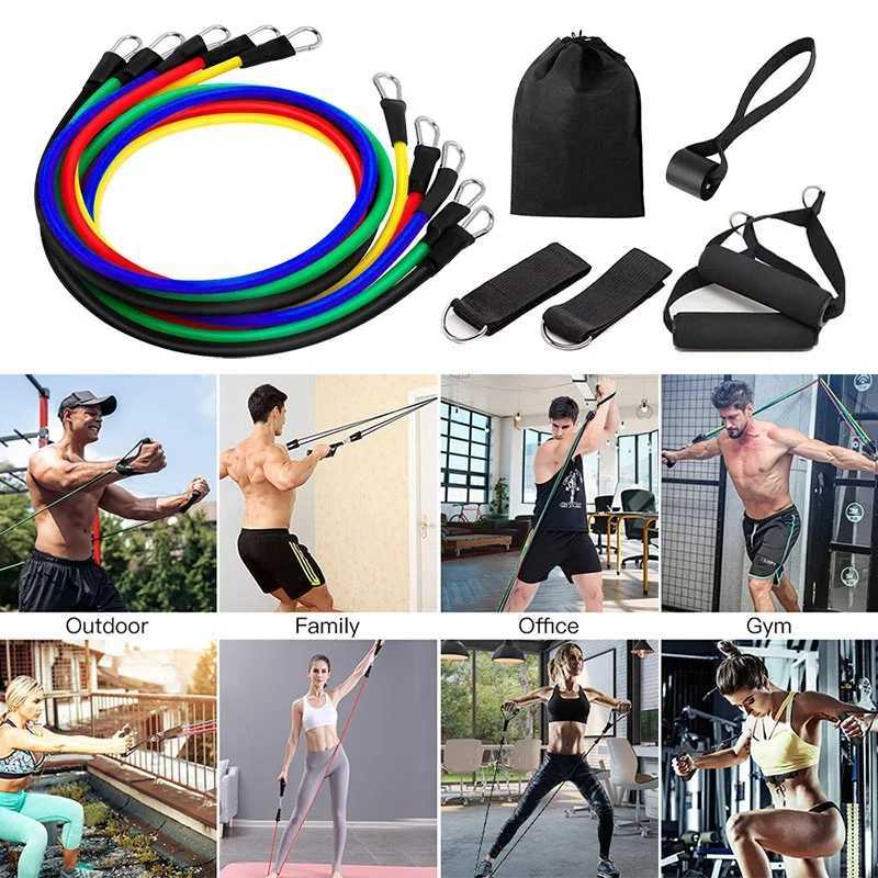 Fasce di resistenza / Set Fasce di resistenza Palestra Fitness Yoga Tirare la corda Fasce elastiche Allenamento Crossfit Bodybuilding Muscoli Esercizio Pilates HKD230710