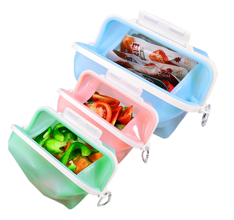 Boîtes à lunch pliables en silicone de qualité alimentaire sans BPA Boîte de rangement pour conteneur de fruits scellée au micro-ondes