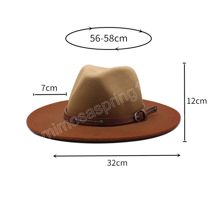 Man Vrouwen Fedora Hoeden Britse Stijl Gradiënt Grote Rand Woole Vilt Jazz Hoeden Vintage Trilby Kerk Godfather Sombrero Caps