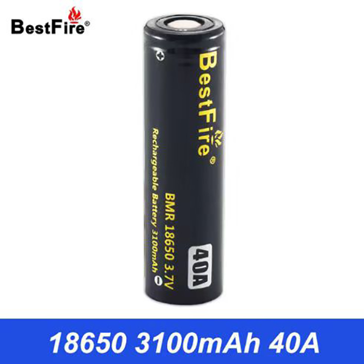 BestFire 18650 litiumbatteri laddningsbart batteri 3100mAh platt huvud 25A 3,7V strömbatteri