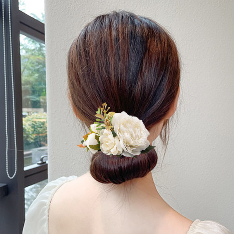 ボヘミアン造花かぶとヘアコーム結婚式ブライダル帽子ヘアアクセサリー素朴なカントリー花花嫁の髪の装飾ヘアピン CL2598