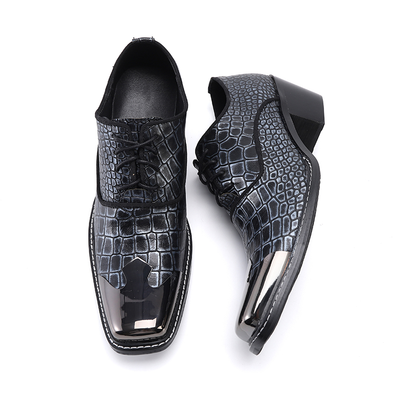 Zapatos 2023 Large Size Business Party Brogues Lace Up Men Oxford Shoes Black Square Toe Genuine Leather Man Formal Dress Shoes