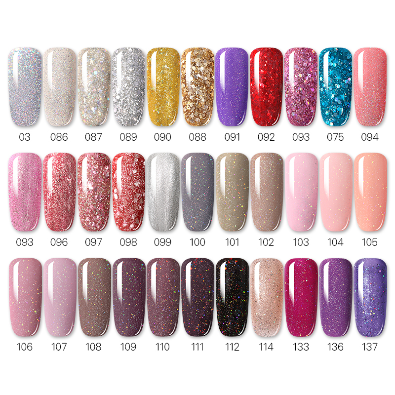 7ml Glitter Sequins Nail Gel Polish Gel Rose Gold Semi Permanent Hybrid Nail Art DIY Design Varnish