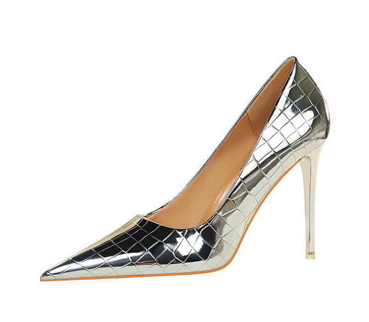 Nieuwe stijl sexy pumps ultrahoge hakken metalen steen patroon damesmode feestjurk schoenen