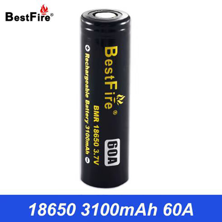 BestFire 18650 litiumbatteri laddningsbart batteri 3100mAh platt huvud 25A 3,7V strömbatteri