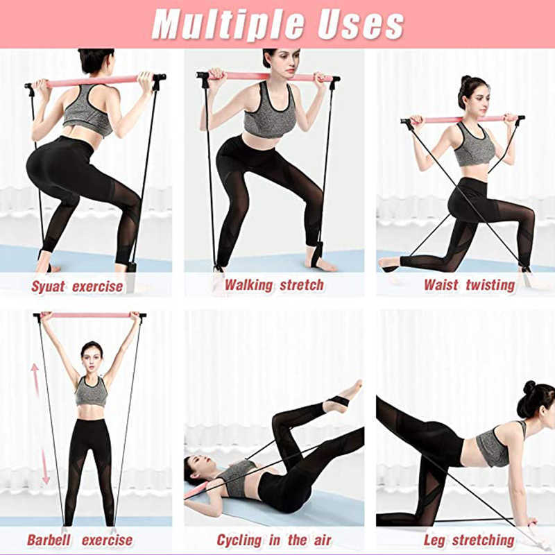 Resistance Bands Yoga Pilates Bar Fitness Stick Crossfit Resistance Bands Trainer Yoga Pull Rods Pull Rope Home Gym Sport Body Workout Toning Bar HKD230710