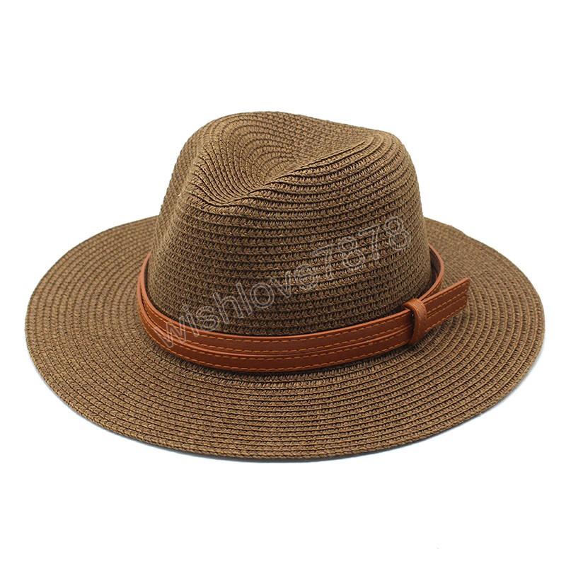 Chapéu de palha panamá natural em formato macio verão feminino/masculino aba larga praia boné de sol proteção UV chapéu fedora