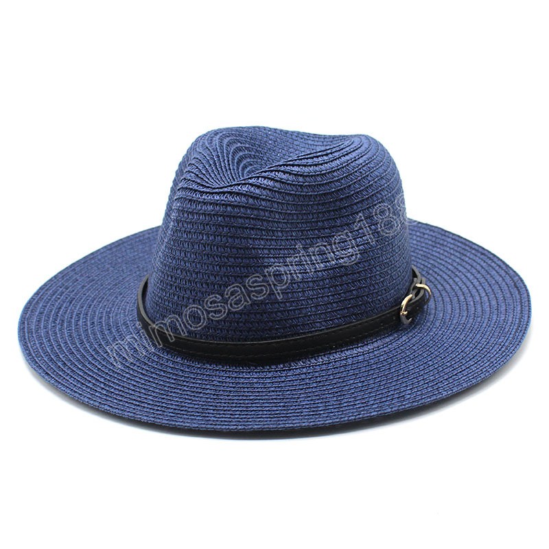 summer hats wide brim solid belt jazz caps men casual outdoor straw hats panama vintage summer spring formal women straw hats