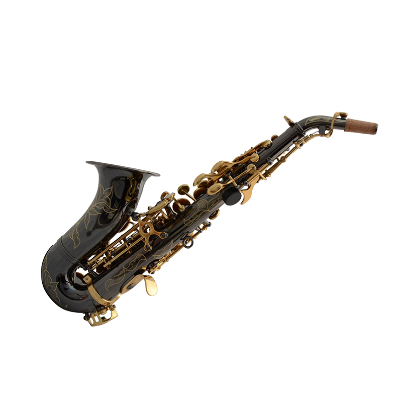 Bb Children's Small Bend Saxophone Soprano Black Nickel Bright Nickel Saxophone SAX