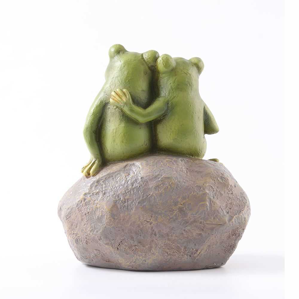 Réaliste Animal Figurine Jardin Décor Pelouse Accessoires Romantique Résine Amant Grenouille Décor Grenouilles Couple Statues L230620