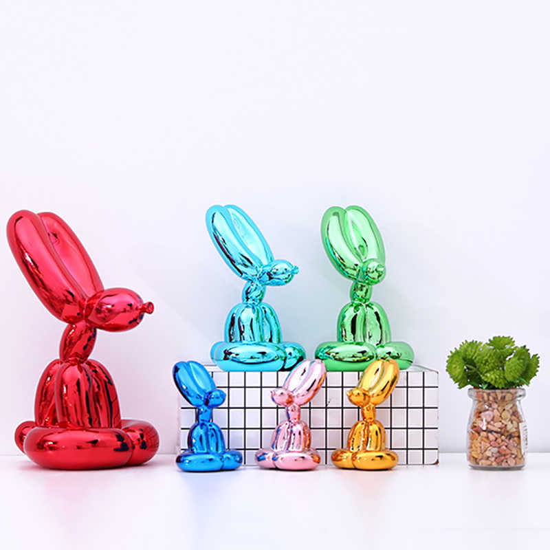 10cm Plating Balloon Dog Statue Resin Sculpture Home Decor Modern Nordic Home Decoration Accessories Living Room Animal Figures L230711