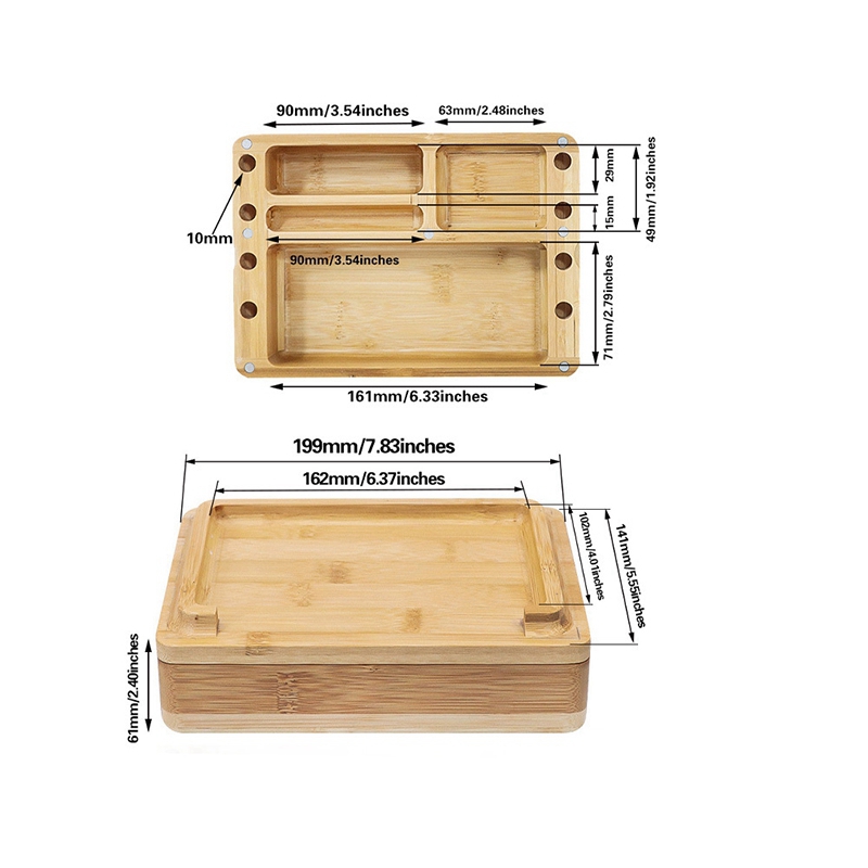 Fumo multiuso Legno di bambù naturale Erba Tabacco Sigaretta Punta sigaro Custodia Preroll Rullo Supporto arrotolatore Vassoio Accendino Contenitore bong