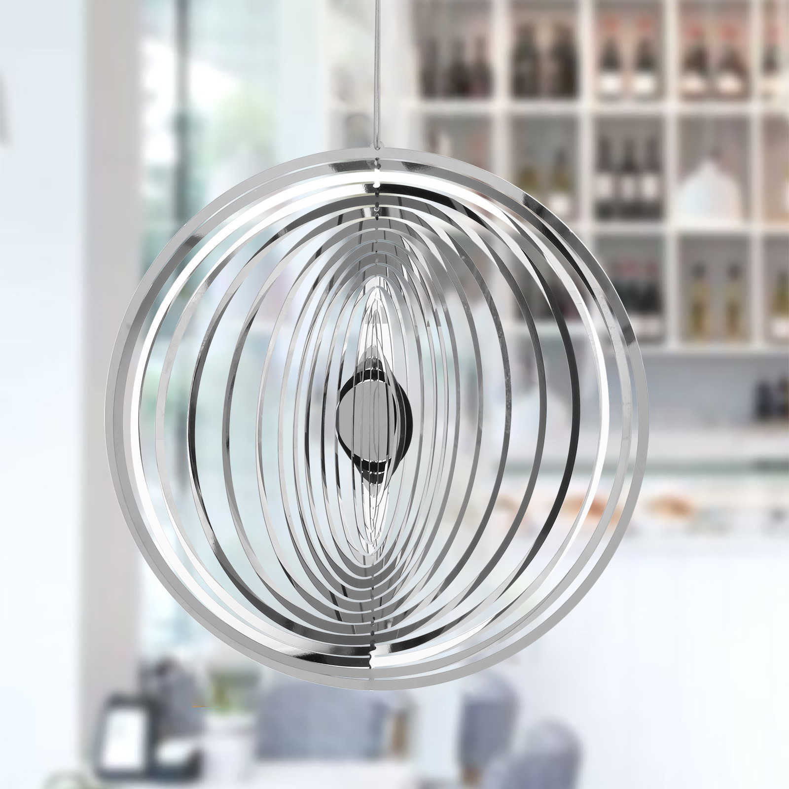 3D Round Rotating Wind Chimes Flowing-Light Effect Design Home Garden Decoration Outdoor Hanging Decor Gift Shiny Wind Spinners L230620