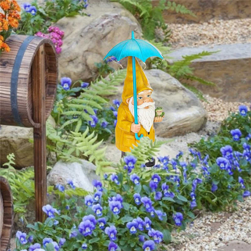 Садовая карликовая статуя Украшения гнома украшения с солнечным светодиодным светодиодом на открытом воздухе украшения двора большие фигурки L230620
