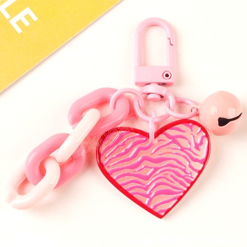 Söt akrylhänge nyckelring med klocka Kreativt färgglatt hjärta blomform hänge nyckelring Hörlursfodral Väska Dekortillbehör