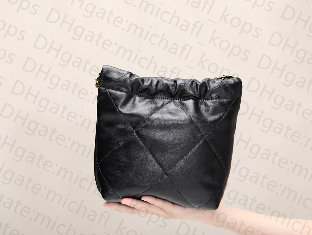 10A quality 22 mini Bin bag chain bag fashion mirror quality women's shoulder bag metal badge sequins designer bag