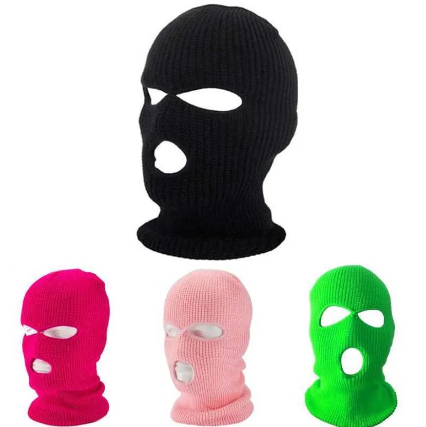 Casquettes de balle Hiver Chaud Fl Visage Er Moto Ski Masque Chapeau 3 Trous Clava Armée Tactique Coupe-Vent Tricot Bonnets Course Caps D1