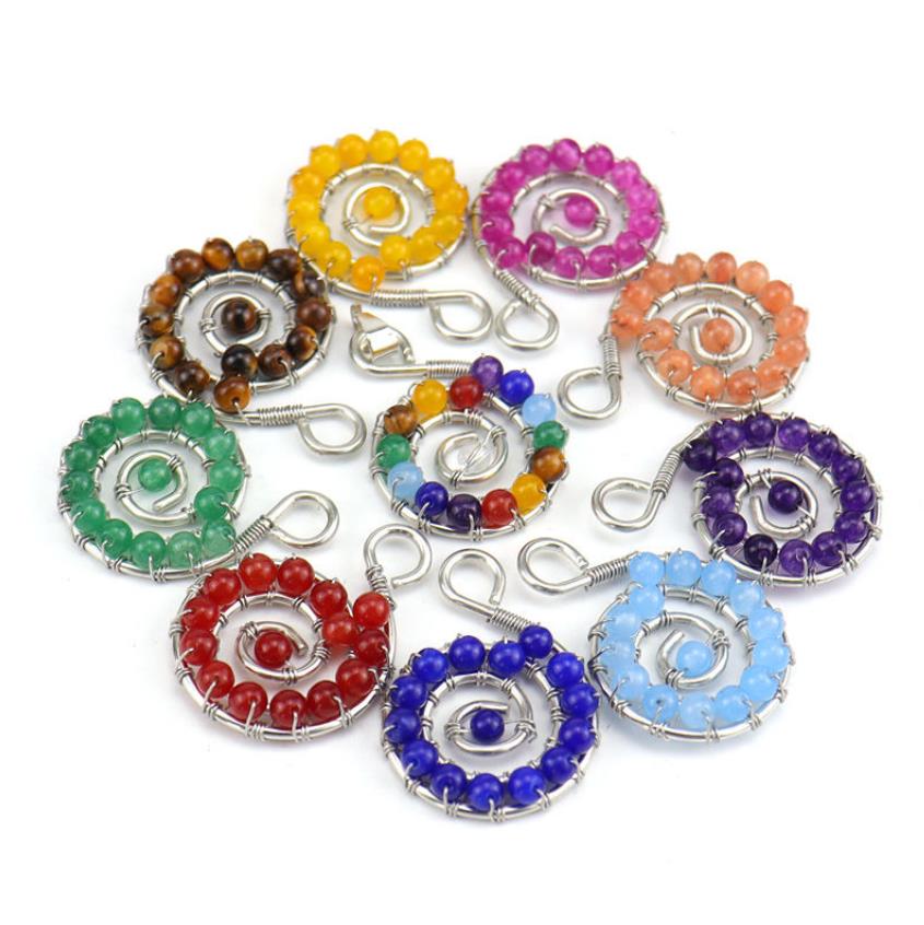 Pendant Necklaces 7 Chakras Natural Stones Spiral Art Pendants Health Amet Healing Necklace 20" Length Jewelry Charms D1