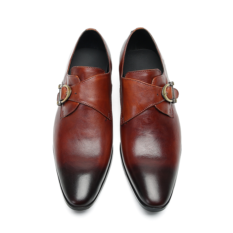 2023 Vintage marron mâle en cuir véritable chaussure Gentleman bal mariage boucle richelieu chaussures affaires Oxfords hommes chaussures habillées formelles