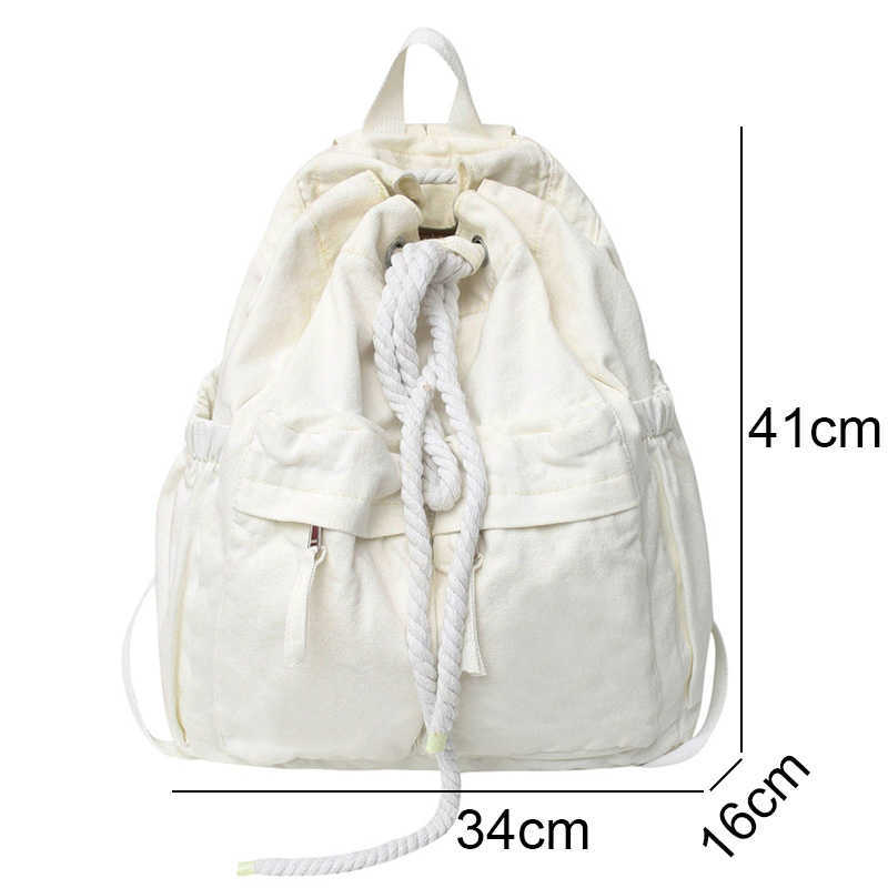 Backpacks Ladies Canvas Vintage Girl Leisure Drawstring Book Bag Female Brown Laptop College Backpack Women Travel School Bag Fashion Cool G230518