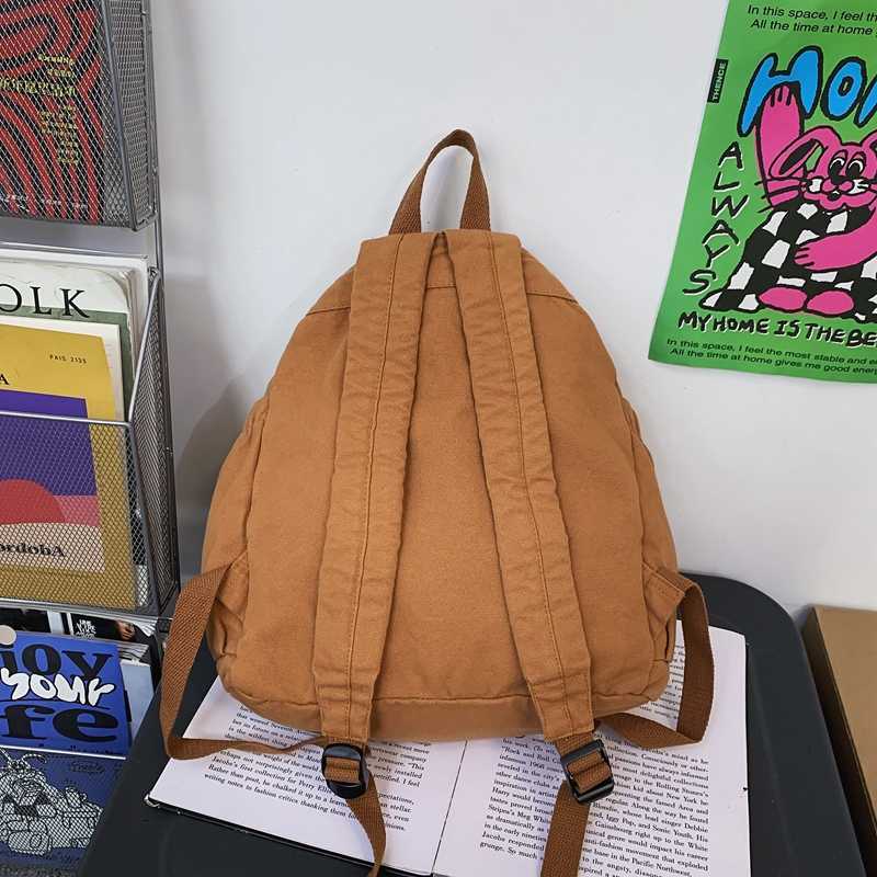 Backpacks Ladies Canvas Vintage Girl Leisure Drawstring Book Bag Female Brown Laptop College Backpack Women Travel School Bag Fashion Cool G230518