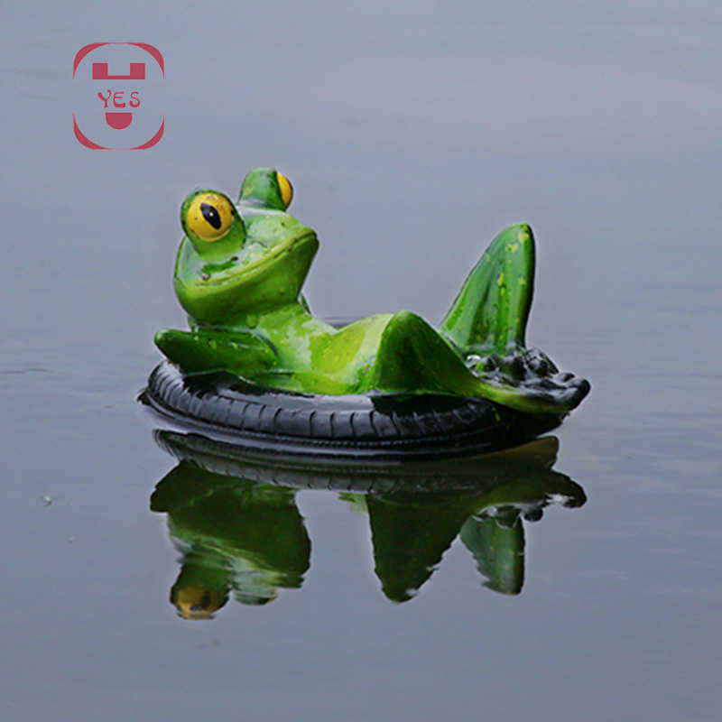 Żywica pływająca tratwa bambusowa żaba statua kaczka rzeźba ogrodowa staw dekoracyjny dom akwarium wystrój ogrodu ozdoba na biurko L230620