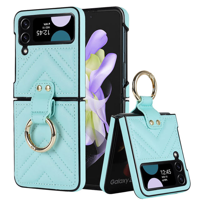 Fashion designer tas Ruit Ring Houder Haak PU Leather Case Voor Samsung Galaxy Z Flip 4 5 Zflip 3 shockproof Cover Coque