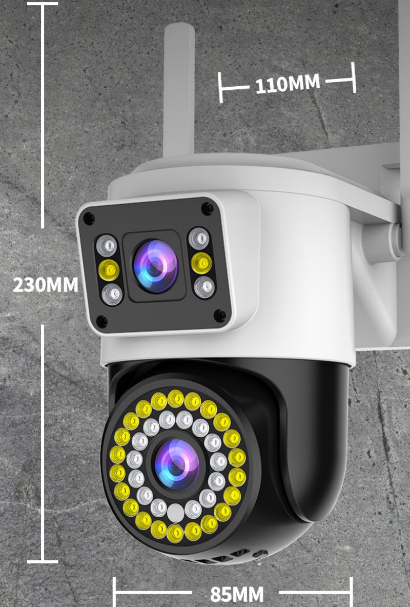 Double caméra double écran moniteur 4g caméra extérieure maison vision nocturne haute définition balle de pistolet extérieure sans fil WiFi