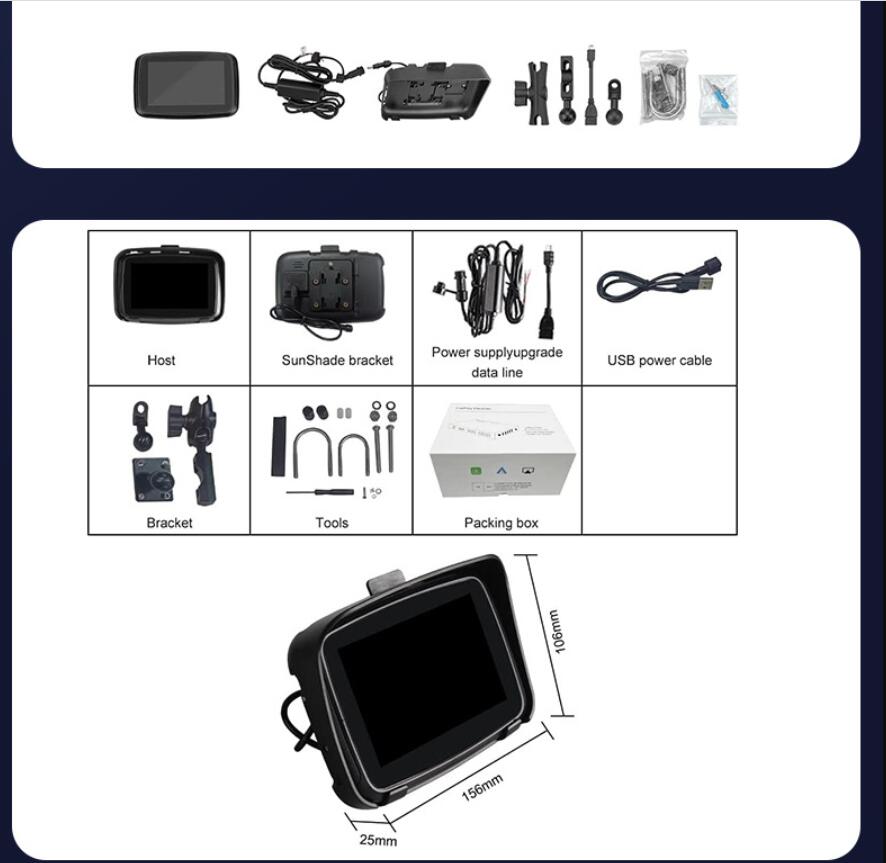 Aktualisieren Sie den ursprünglichen GPS-Autonavigator, Motorrad-GPS-Carplay-Bildschirm, Motorrad-Bildschirm, kabelloses Android-Auto-Display