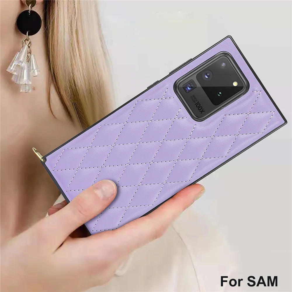 Fashion Grid Check Crossbody Lanyard Square telefonfodral för Samsung Galaxy s23 s20 S22 S21 Note 20 Ultra S20FE S21FE s23fe s22fe