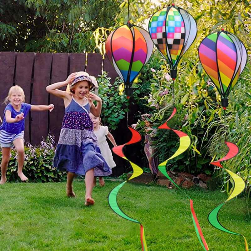 Montgolfière Vent Spinner Arc-En-Ciel Suspendu Wind Twister Extérieur Moulin À Vent Jardin Front Yard Accueil Festival Célébration Décor L230620