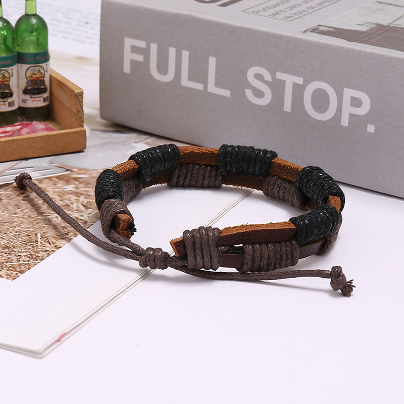 Retro gevlochten lederen armband voor mannen vrouwen manchet wrap armband verstelbare zwarte en bruine kerstcadeaus voorraad