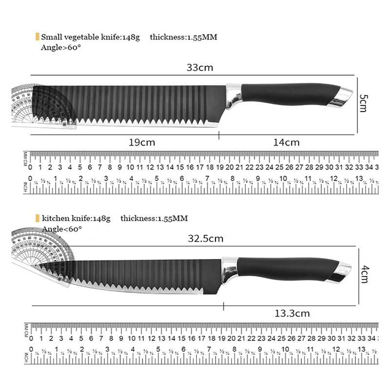 7-delad uppsättning vågiga köksknivar med dubbla elektriska huvuden Komplett uppsättning av små grönsaksknivar och skalarkombinationer