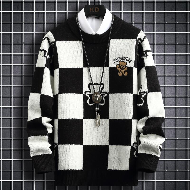 Men s Sweaters Winter Hip Hop Printed Loose Mens High End Cashmere Sweater Men Clothing Fashion Plaid Christmas Pullovers 230711