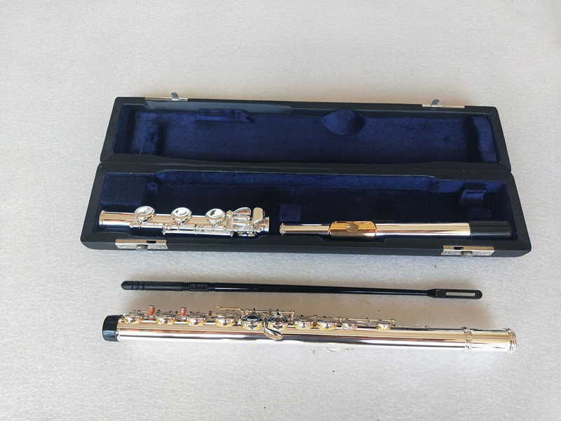 Gemeinhardt 3OB Echte Bilder 17 Schlüssel Offenes Loch Flöte Gold Lippe Silber Überzogene Körper C Tune Flöte Musikinstrument freies Verschiffen