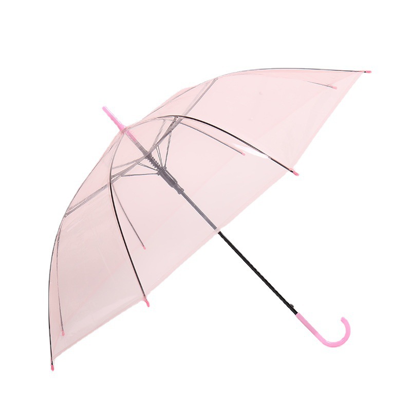 Transparent Umbrellas Clear PVC See Through Umbrellas Long Handle Party Wedding Travel Dating Events J Hook Stick Umbrella W0063