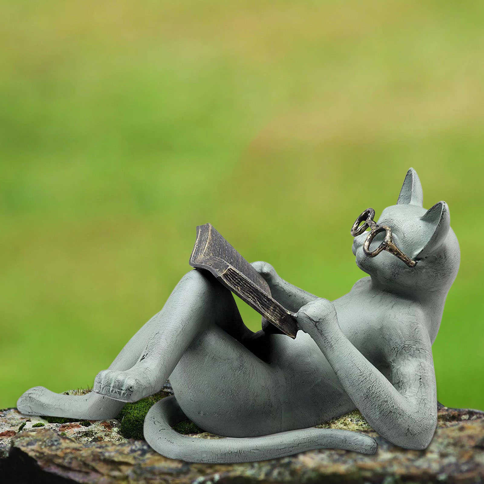 Unico Gatto Lettura Statua E Scultura Giardino All'aperto Artigianato Ornamento Arredamento La Casa Decorazione Camera Da Letto Regalo Creativo L230620