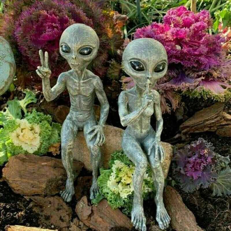 Outdoor Space Alien Ornamenten Tuin Hars Standbeeld Beeldje Woondecoratie Gift Tuin Yard Decoratie Outdoor Miniaturen L230620