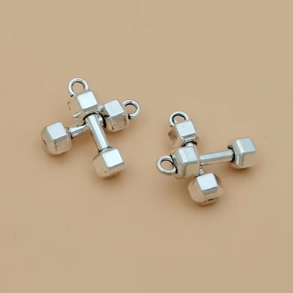 Barbell Dumbbell Gym Exercise Sports Bodybuilding Fitness Charm Pendant For DIY Bracelet Necklace Jewelry Making Findings A-060