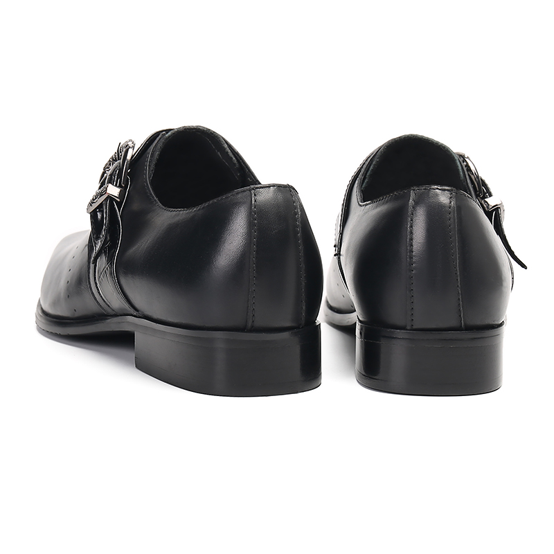2023 大きいサイズのクラシックビジネス本革の靴ポインテッドトゥソリッドカラーの男性の結婚式の靴モンクストラップフォーマルオフィス男の靴