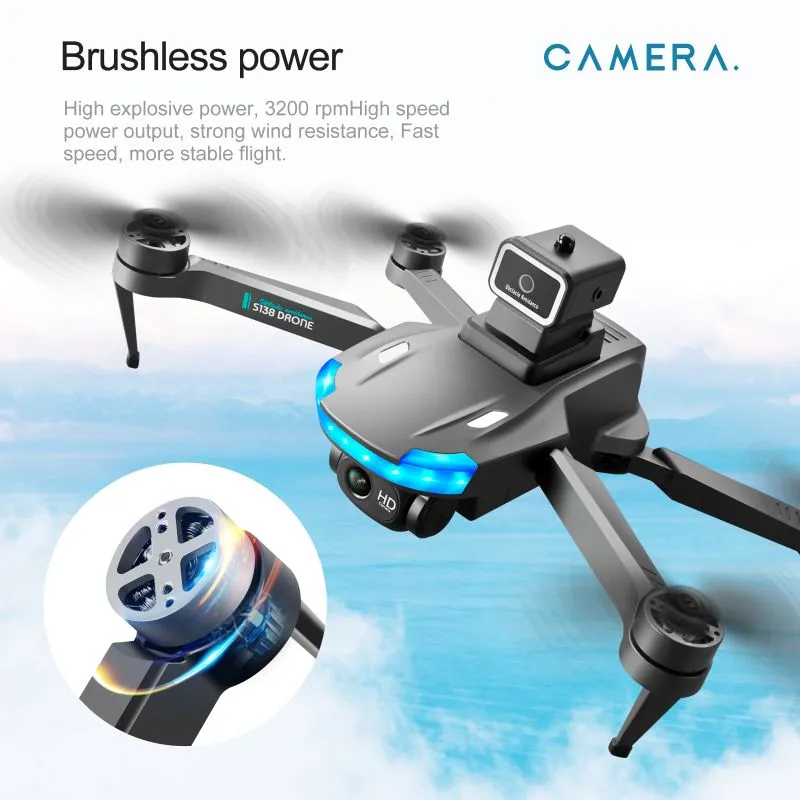 Drones S138 Max Gps Drone 4K Professional Dual Hd Camera Fpv 1200Km 5G Wifi Aerial Pography Evite Obstáculos Em Todas as Direções Motor Sem Escova Dobrável Quadcopter Brinquedo