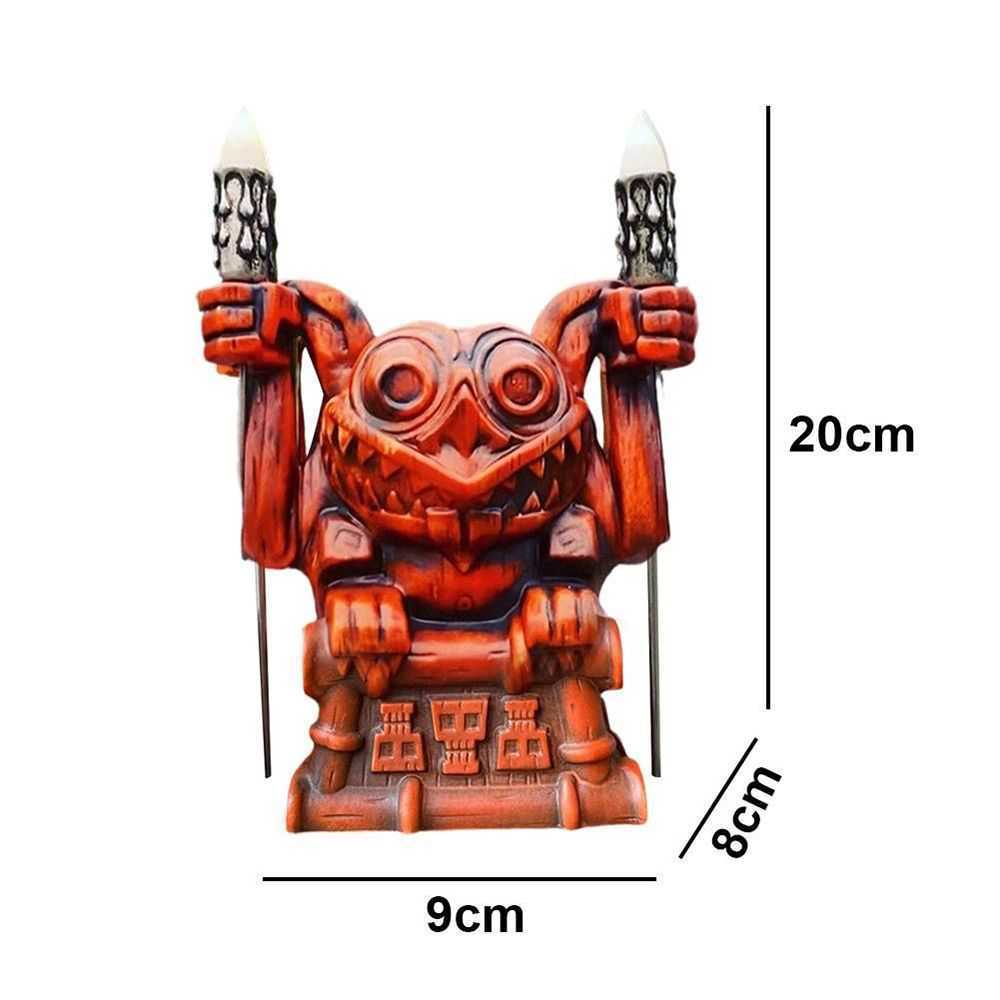 Naturtrogen utomhusharts Trädgårdsdekoration Tiki Figur Staty Tili Skulptur Fackla Lysande vattenkopp Hawaii Totem L230620