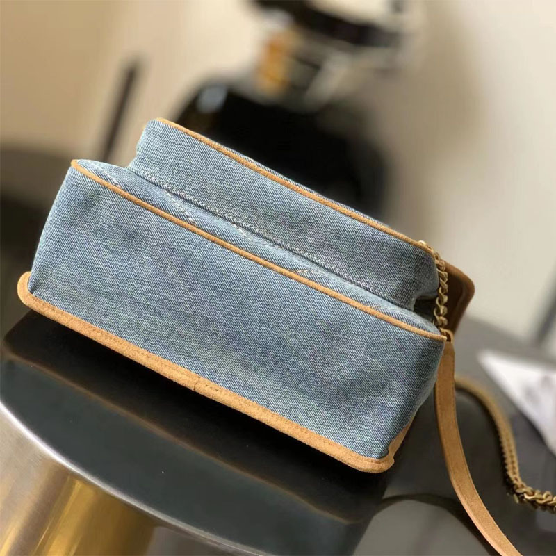 Classic Fashion Wash Denim bag Luxury Designer Women's Bag Pocket Luxury Bag Down chain Denim diagonal fold flap envelope Courier bag purse