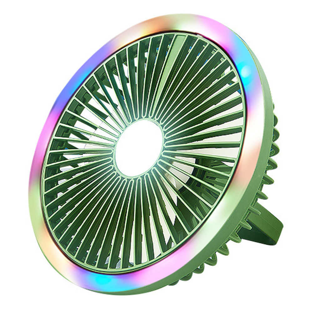 Electric Fans Cameras LED Hanging Fan Light 1200mAh Camping Light Desk Fan 3-speed Wind Colorful Aperture Folding Hook for Outdoor