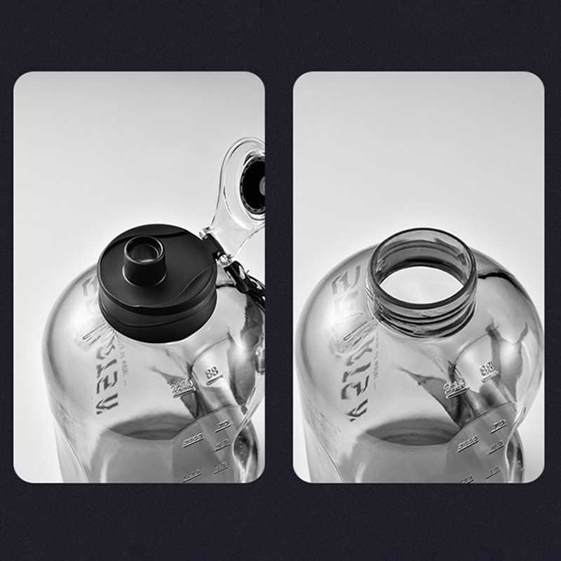 Bouteille d'eau 2,7 litres bouteille d'eau paille grandes bouteilles de voyage portables pour l'entraînement sport fitness tasse avec échelle de temps sans BPA