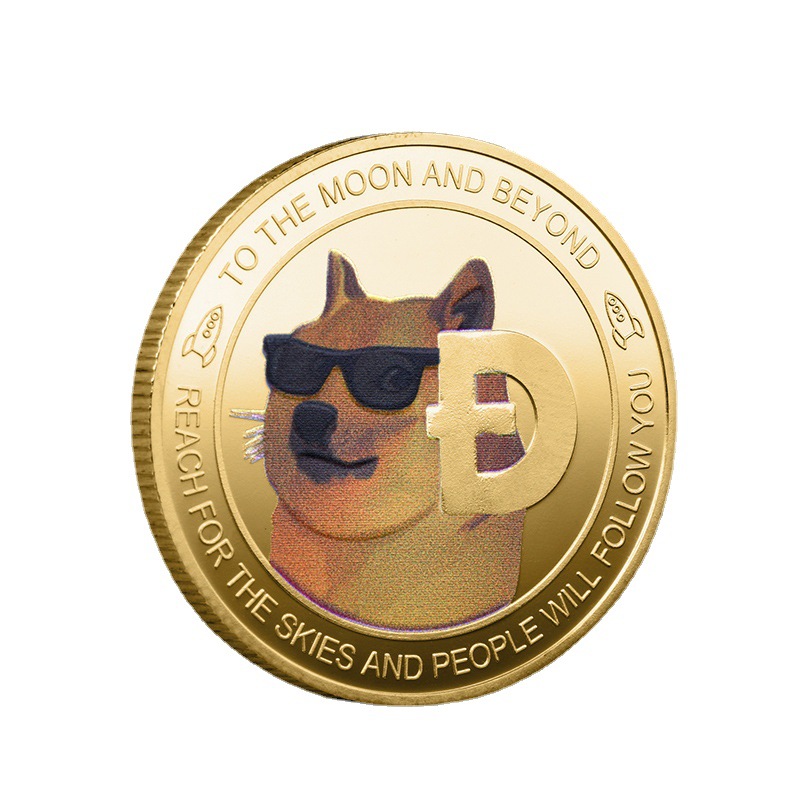 Arts and Crafts Dogecoin color relieve tridimensional moneda conmemorativa