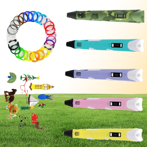 Pen d'imprimante 3D de deuxième génération DIY sans filament ABSPLA PACKS ARTS 3D Pen Drawing Creative Gift For Kids Design Painting USB7826920