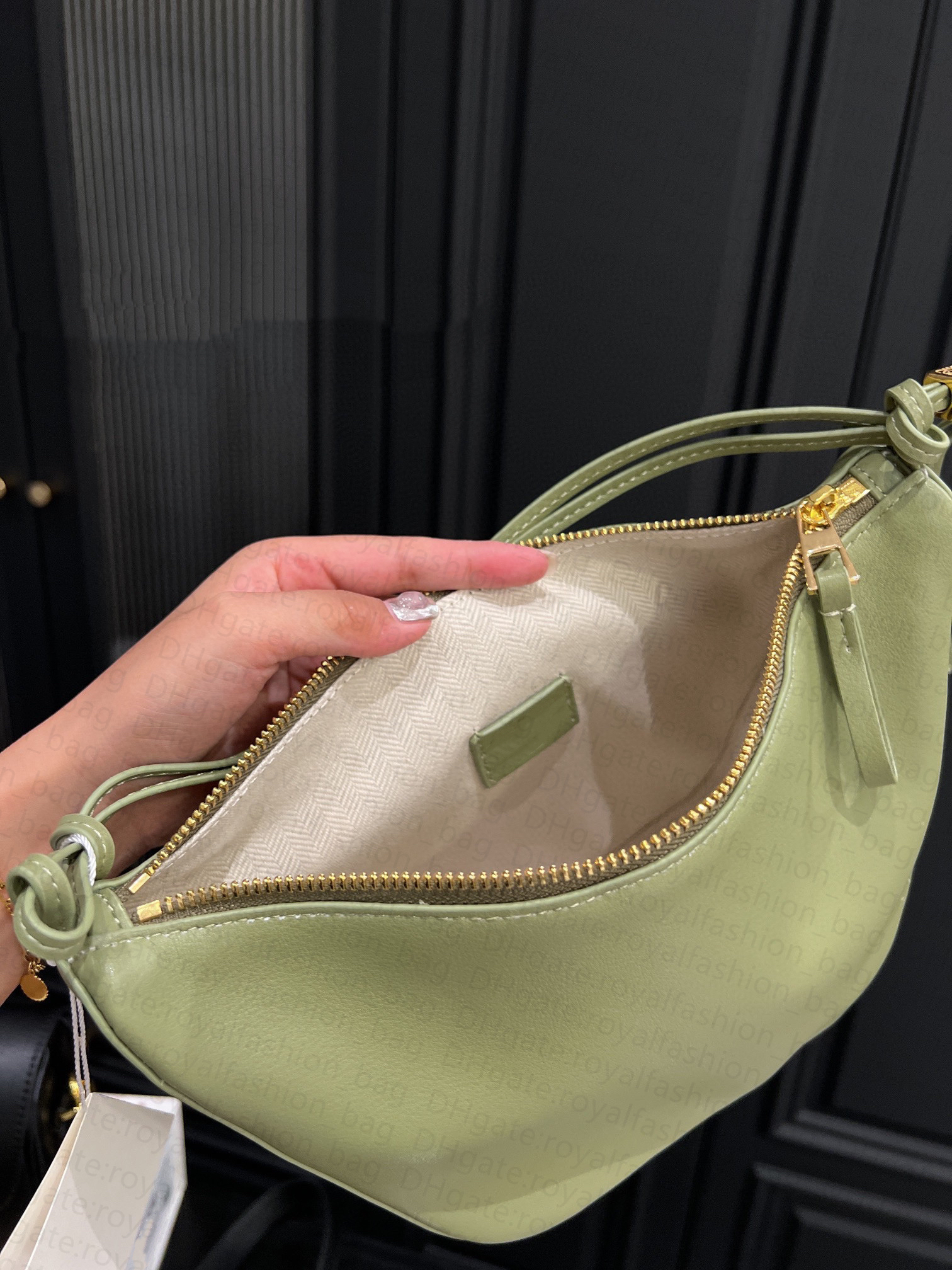 Miroir Qualité Hamac Hobobag Designer Sac Fermeture Éclair Ouverte En Cuir Femmes Sac À Bandoulière