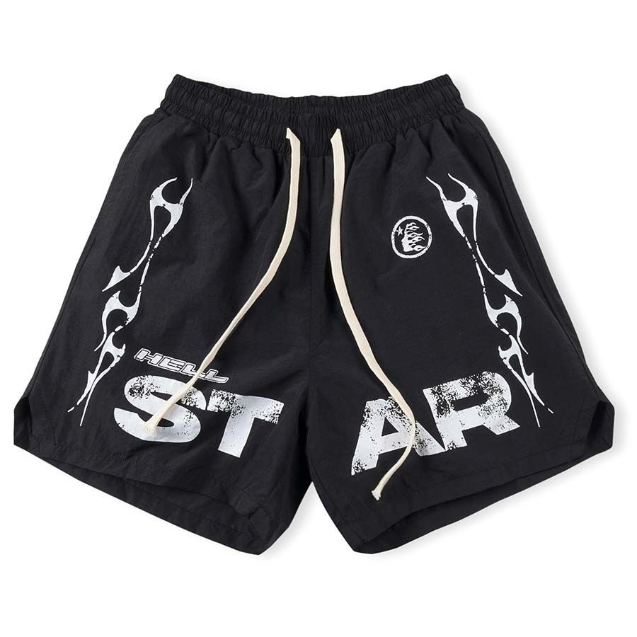 Hellstar Nylon Shorts ins Same casual sports shorts American top material beach shorts mens retro sports pants swimming trunks sports Plus Size Shorts