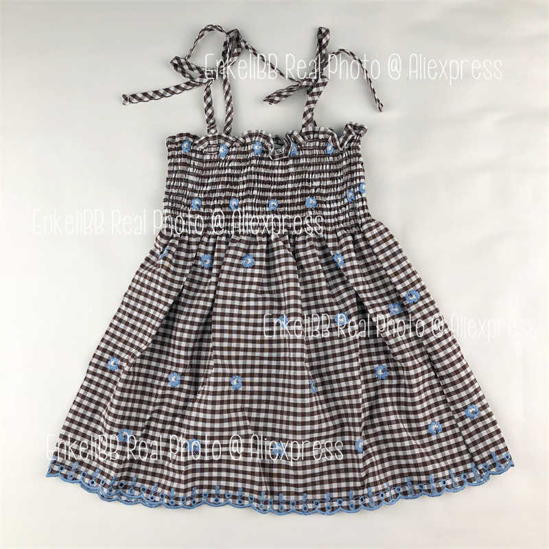 Vestidos de menina EnkeliBB Bebe marca 23 nova chegada crianças menina tecido xadrez menina vestidos de verão doce elegante roupas de bebê marca verãoHKD230712